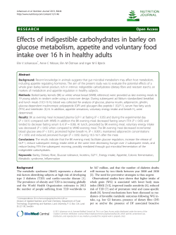 Effects of indigestible carbohydrates in barley on glucose