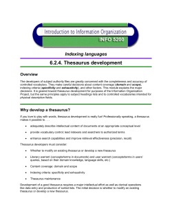 6.2.4. Thesaurus development
