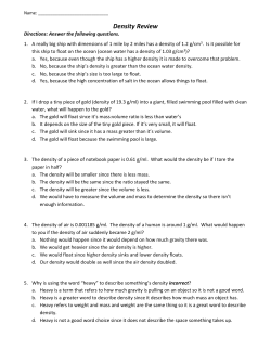 HW 2/10 Density Review