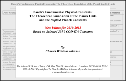 Planck`s Fundamental Physical Constants: The