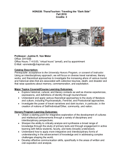 HON338: ThanaTourism: Traveling the “Dark Side” Fall 2016 Credits