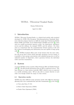 TETRA - TErrestrial Trunked Radio