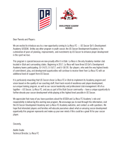 Dear Parents and Players: We are excited to introduce you to a new