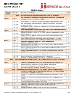 BENCHMARK REPORT SCIENCE GRADE 3