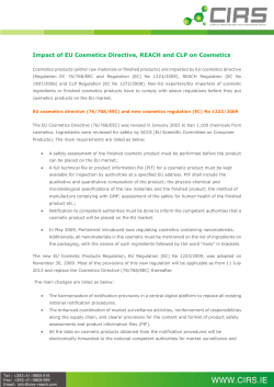 Impact of EU Cosmetics Directive, REACH and CLP on