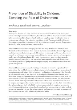 Prevention of Disability in Children: Elevating the Role of Environment