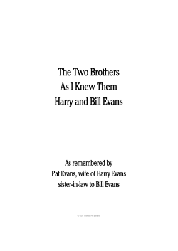 The Two Brothers As I Knew Them Harry and Bill Evans