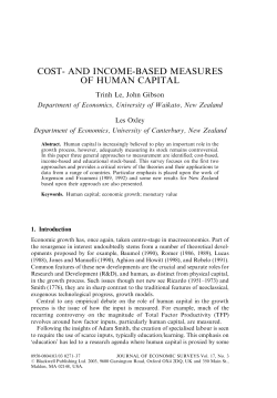 COST- AND INCOME-BASED MEASURES OF HUMAN CAPITAL