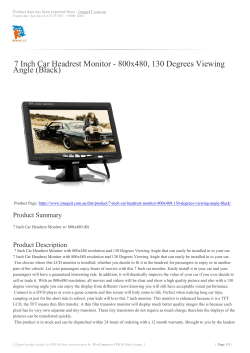 7 Inch Car Headrest Monitor - 800x480, 130 Degrees Viewing Angle