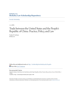 Trade between the United States and the People`s Republic of China