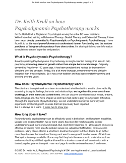 Dr. Keith Krull on how Psychodynamic Psychotherapy works