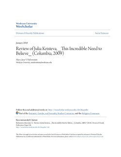 Review of Julia Kristeva, _This Incredible Need to Believe