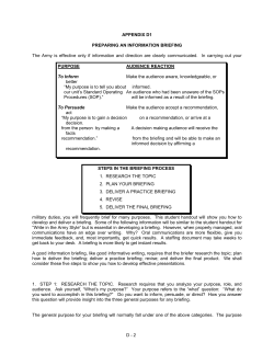 APPENDIX D1 PREPARING AN INFORMATION BRIEFING The