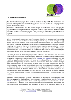 Call for a Humanitarian Visa