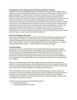 Psychology Internship in Integrated Behavioral Health and Pediatric