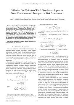 Diffusion Coefficients of UAE Gasoline as Inputs to Some