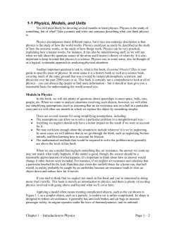 1-1 Physics, Models, and Units