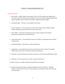 1 REVIEW, 4TH 6 WEEKS PROGRESS REPORT TEST Define the