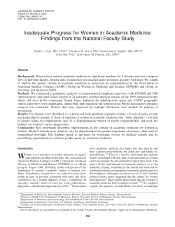 Inadequate Progress for Women in Academic Medicine: Findings