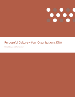 Purposeful Culture &ndash; Your Organization`s DNA