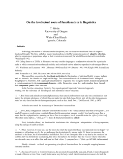 On the intellectual roots of functionalism in linguistics