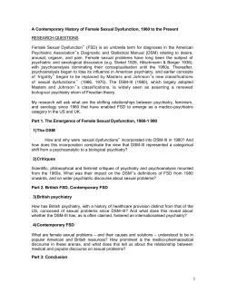 A Contemporary History of Female Sexual Dysfunction, 1960 to the
