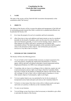 Constitution for the Clarkville Hall Association (Incorporated)