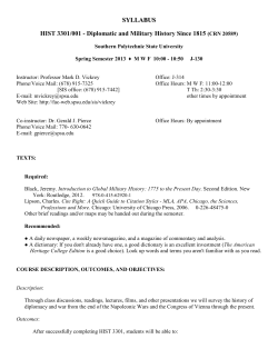 HIST 3301 Diplomatic and Military History Since 1815