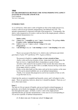 1 ON THE DIFFERENCES BETWEEN THE TENSE