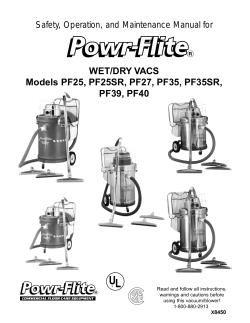 WET/DRY VACS Models PF25, PF25SR, PF27, PF35 - Powr