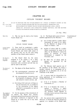 Cap. 224] CEYLON TOURIST BOARD