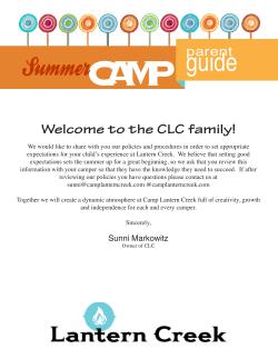 Parent Handbook - Camp Lantern Creek