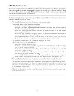 STANCE ANNOTATION Stance can be expressed in many different