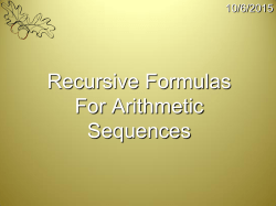 3-7 Recursive Formulas For Arithmetic Sequences