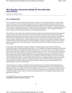 B3.2 Quantum structural methods for the solid state and surfaces