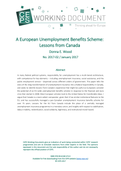 A European Unemployment Benefits Scheme: Lessons from Canada