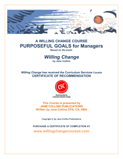 A WILLING CHANGE COURSE PURPOSEFUL GOALS for Managers