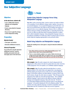 Use Subjective Language - Benchmark Writer`s Workshop