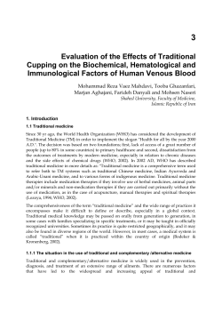 Evaluation of the Effects of Traditional Cupping on the Biochemical
