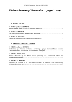 Ibirimo/ Summary/ Sommaire page/ urup