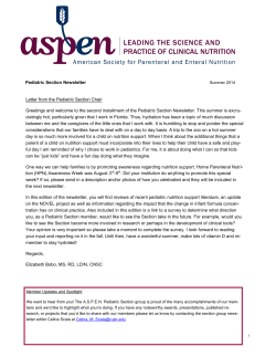 Summer 2014 - American Society for Parenteral and Enteral Nutrition
