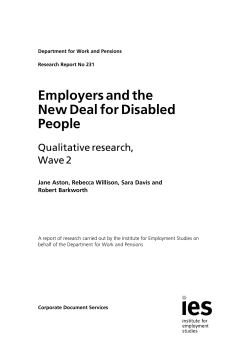 Employers and the New Deal for Disabled People: Qualitative