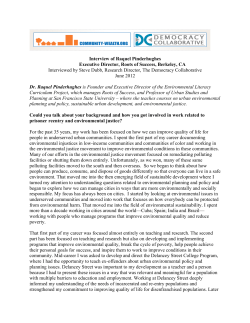 Interview of Raquel Pinderhughes Executive Director, Roots of