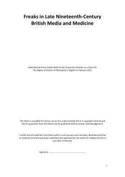 Freaks in Late Nineteenth-Century British Media and Medicine