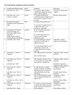 The Crucible Words--Vocabulary List Second Six Weeks: # Prefix