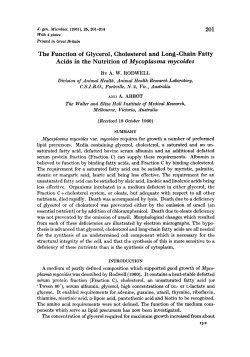 The Function of Glycerol, Cholesterol and Long