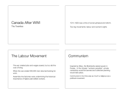 Canada After WWI!! The Labour Movement! Communism!