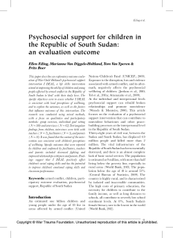 Psychosocial support for children in the Republic of South Sudan