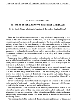 IDIOM AS INSTRUMENT OF PERSONAL APPROACH