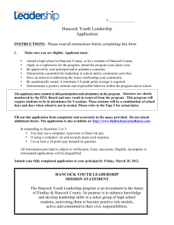 Hancock Youth Leadership Application